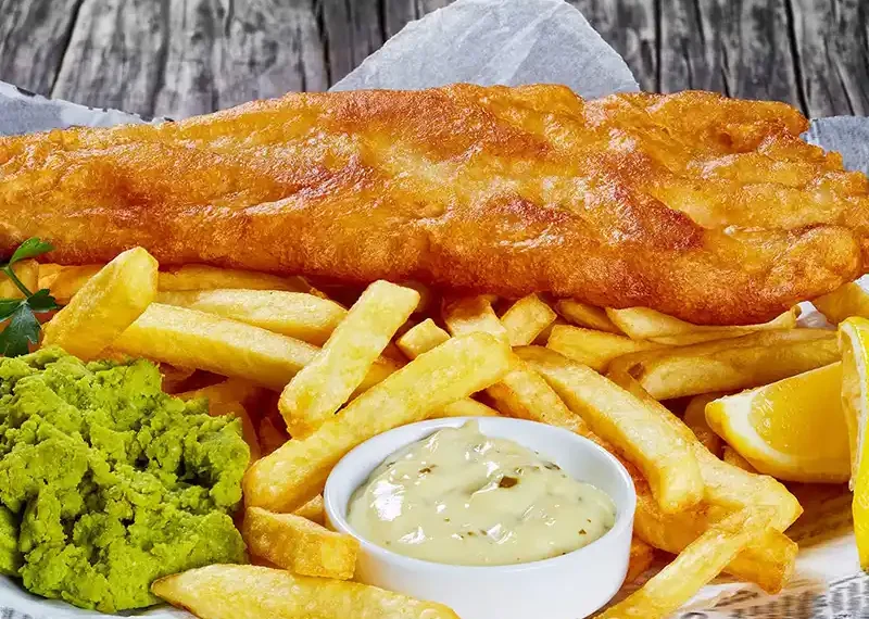 fotografía de un plato de Fish and chips